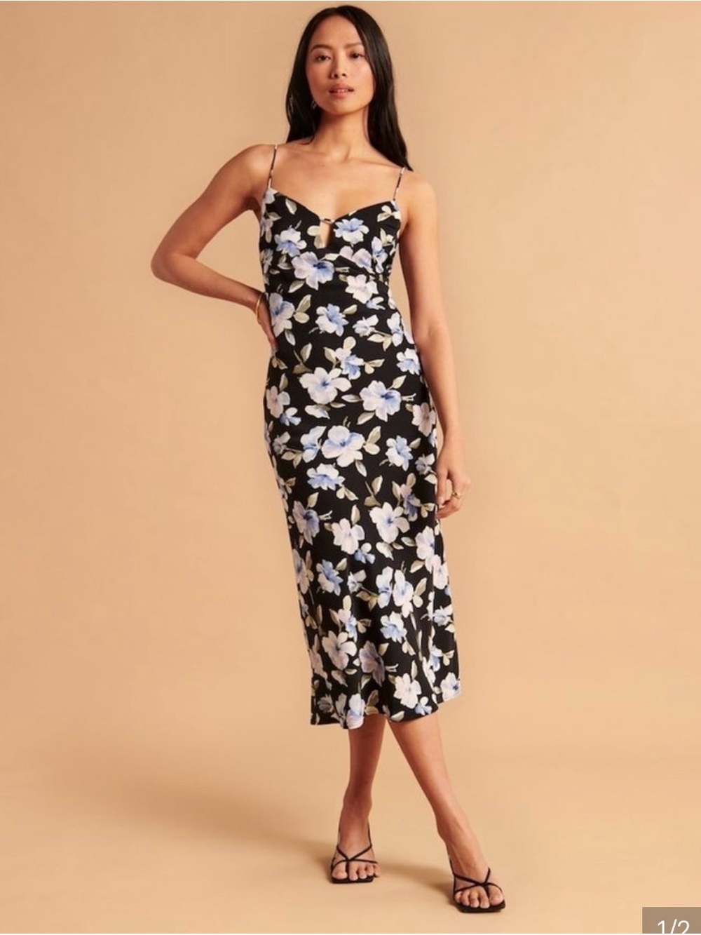 Abercrombie & Fitch Keyhole Slip Midi Dress